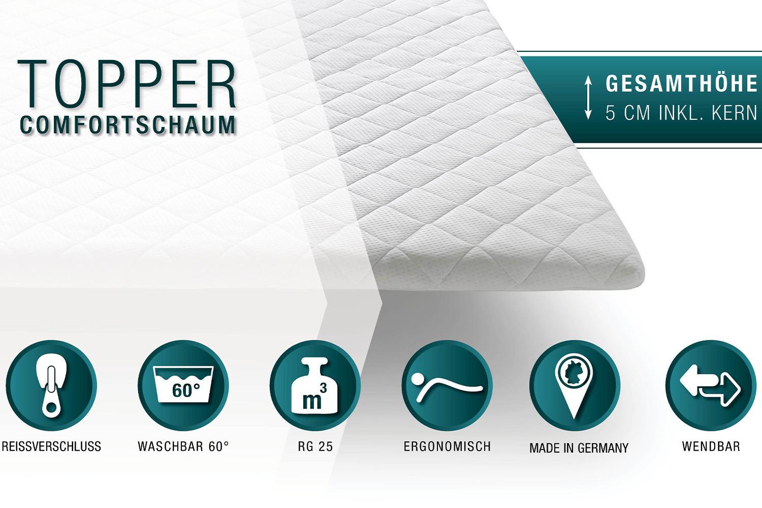 TOPPER KOMFORTSCHAUM SOLO Weiß Textil KAWOLA Möbel > Matratzen > Topper Weiß
