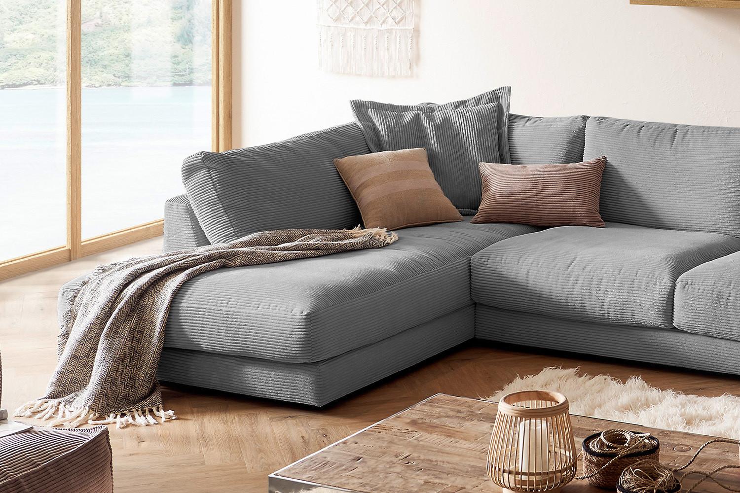 wohnli-moebel-suche-800000690683-1 WOHNLANDSCHAFT MADELINE Grau Cord Textil KAWOLA Möbel > Sofas & Couches > Wohnlandschaften > Wohnlandschaften U-Form Grau