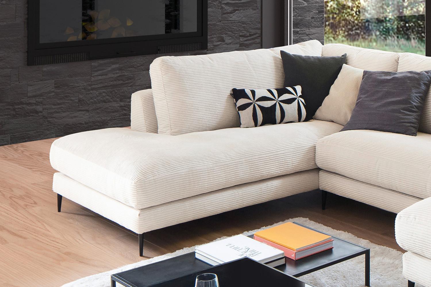 WOHNLANDSCHAFT CARA Cremeweiß Cord Textil KAWOLA Möbel > Sofas & Couches > Wohnlandschaften > Wohnlandschaften U-Form Weiß