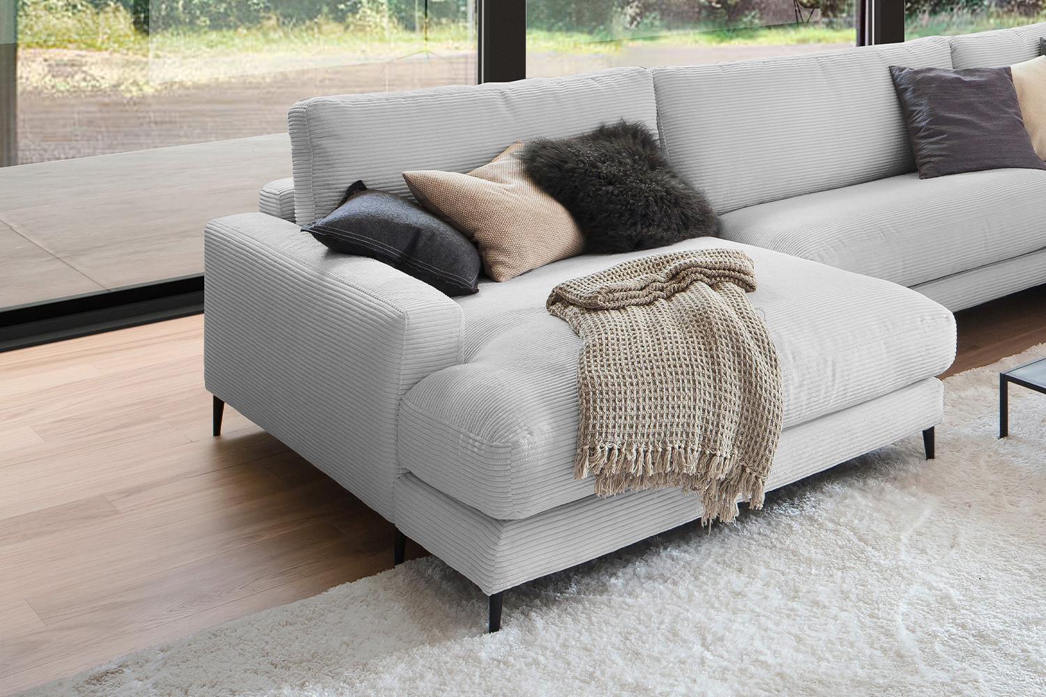 wohnli-moebel-suche-800000690692-1 WOHNLANDSCHAFT CARA Hellgrau Cord Textil KAWOLA Möbel > Sofas & Couches > Wohnlandschaften > Wohnlandschaften U-Form Grau