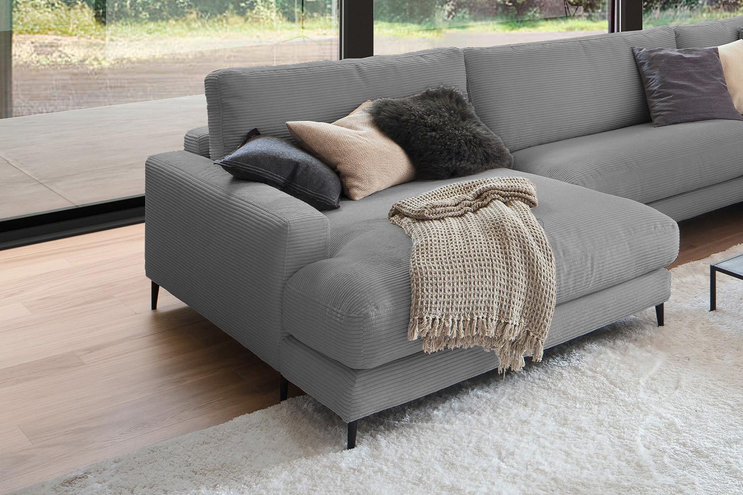 WOHNLANDSCHAFT CARA Grau Cord Textil KAWOLA Möbel > Sofas & Couches > Wohnlandschaften > Wohnlandschaften U-Form Grau