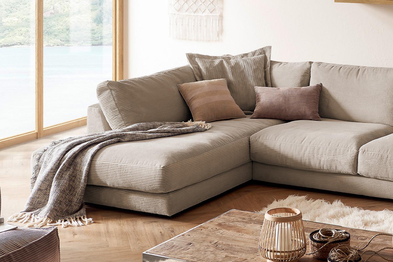 wohnli-moebel-suche-800000690729-1 WOHNLANDSCHAFT MADELINE Taupe Cord Textil KAWOLA Möbel > Sofas & Couches > Wohnlandschaften > Wohnlandschaften U-Form Taupe