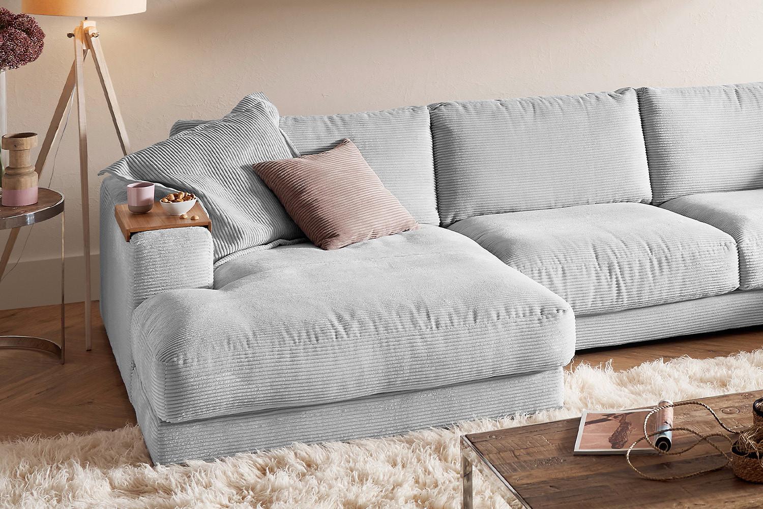 wohnli-moebel-suche-800000690741-1 WOHNLANDSCHAFT MADELINE Hellgrau Cord Textil KAWOLA Möbel > Sofas & Couches > Wohnlandschaften > Wohnlandschaften U-Form Grau
