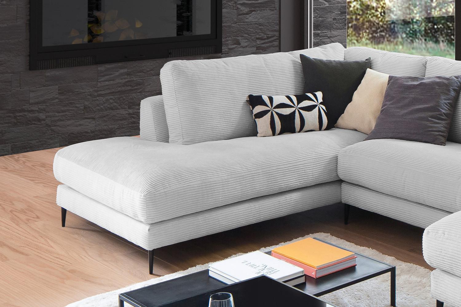 WOHNLANDSCHAFT CARA Hellgrau Cord Textil KAWOLA Möbel > Sofas & Couches > Wohnlandschaften > Wohnlandschaften U-Form Grau