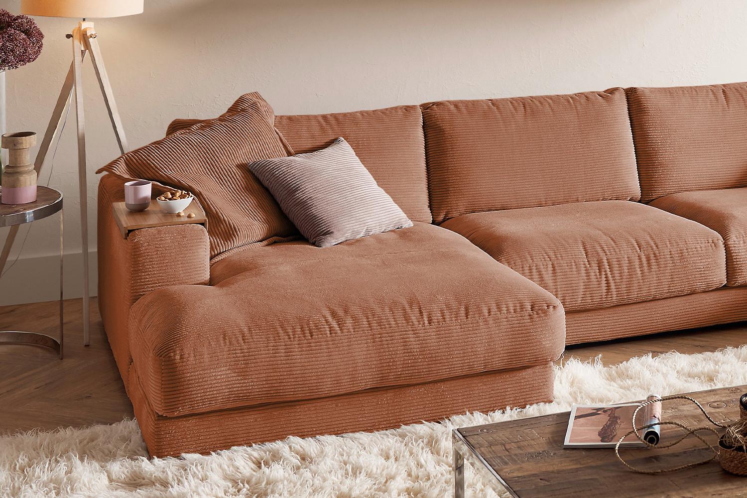 WOHNLANDSCHAFT MADELINE Braun Cord Textil KAWOLA Möbel > Sofas & Couches > Wohnlandschaften > Wohnlandschaften U-Form Braun