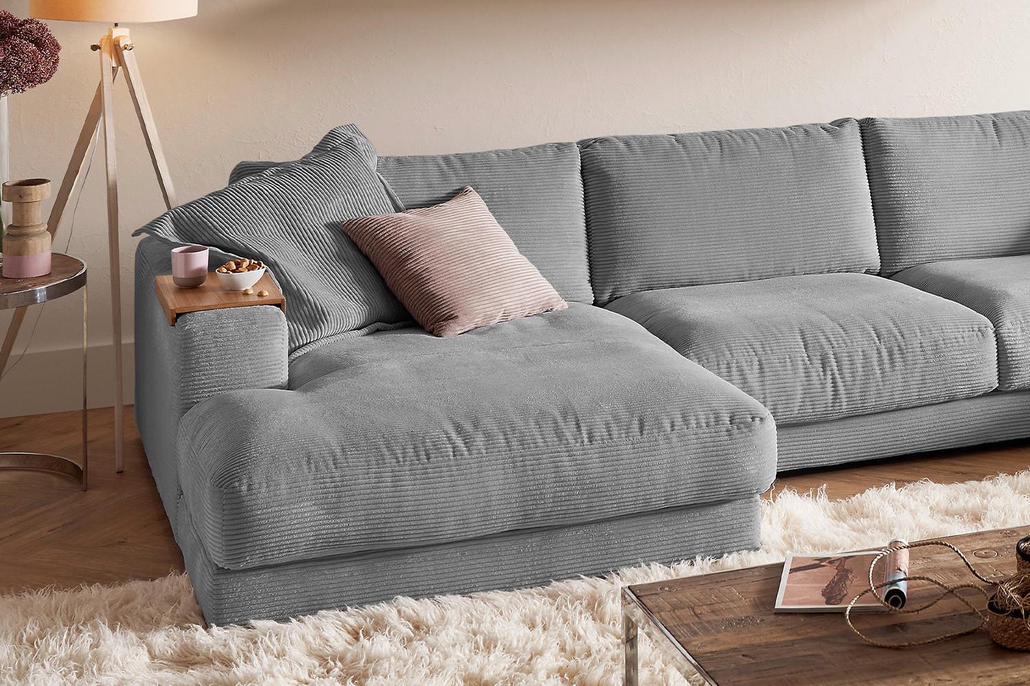 wohnli-moebel-suche-800000690769-1 WOHNLANDSCHAFT MADELINE Grau Cord Textil KAWOLA Möbel > Sofas & Couches > Wohnlandschaften > Wohnlandschaften U-Form Grau