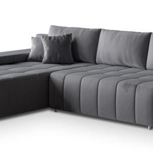 Wohnli Möbelsuche - ECKSOFA ALESE L-S Grau Velours-Stoff mit Schlaffunktion