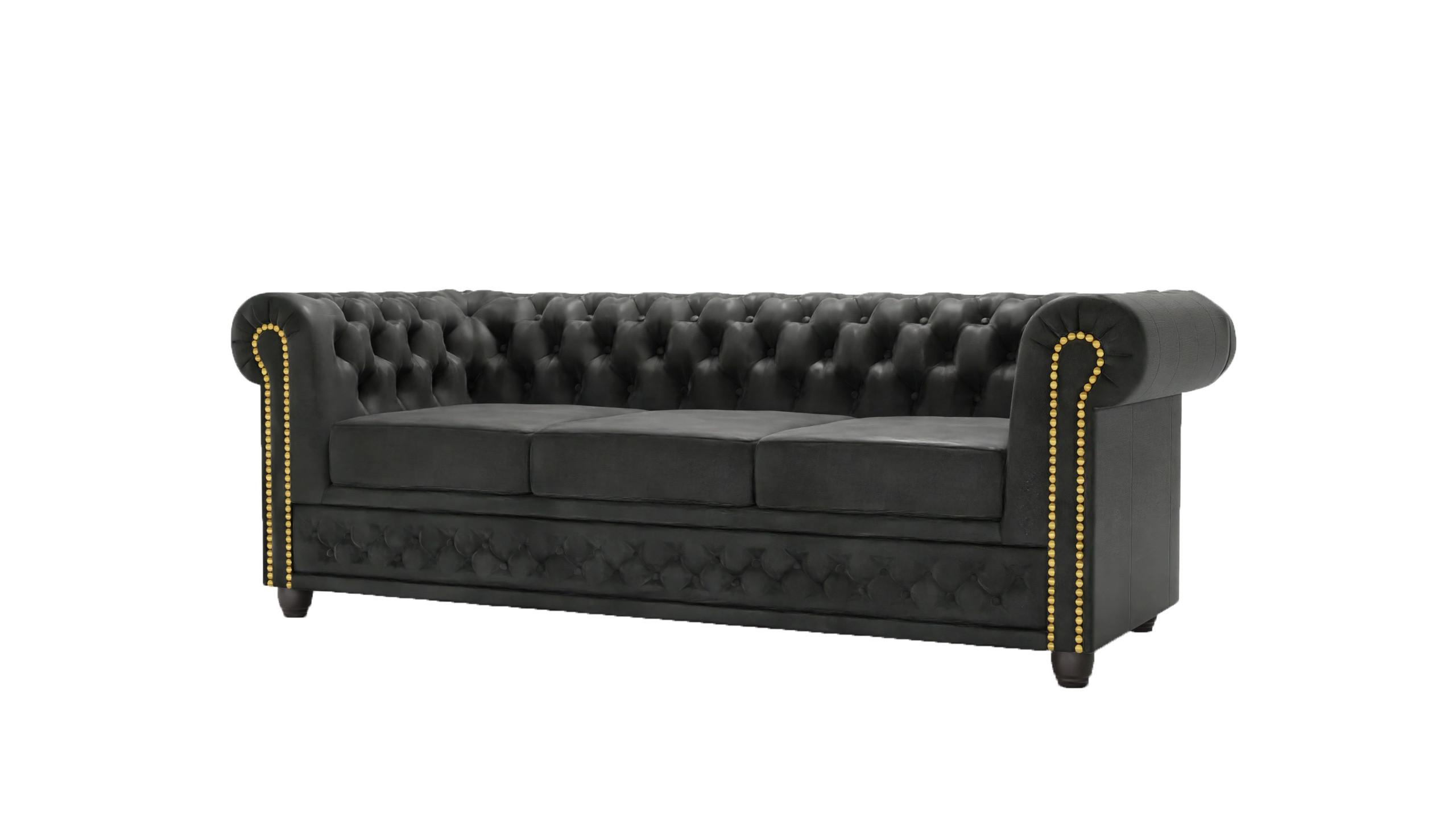 wohnli-moebel-suche-800000700048 Wohnli Möbelsuche - CHESTERFIELD-SOFA 3-sitzer Flux Anthrazit Microfaser Vintageoptik