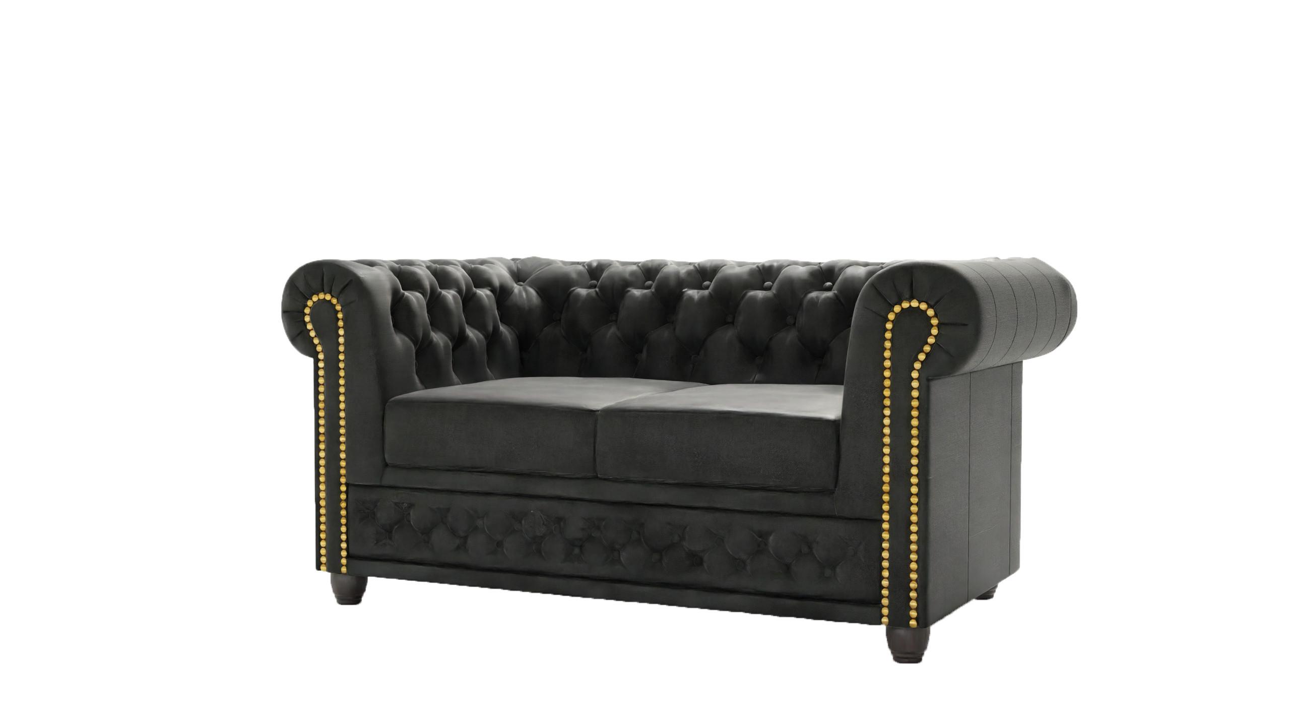 wohnli-moebel-suche-800000700056 Wohnli Möbelsuche - CHESTERFIELD-SOFA 2-sitzer Flux Anthrazit Microfaser Vintageoptik
