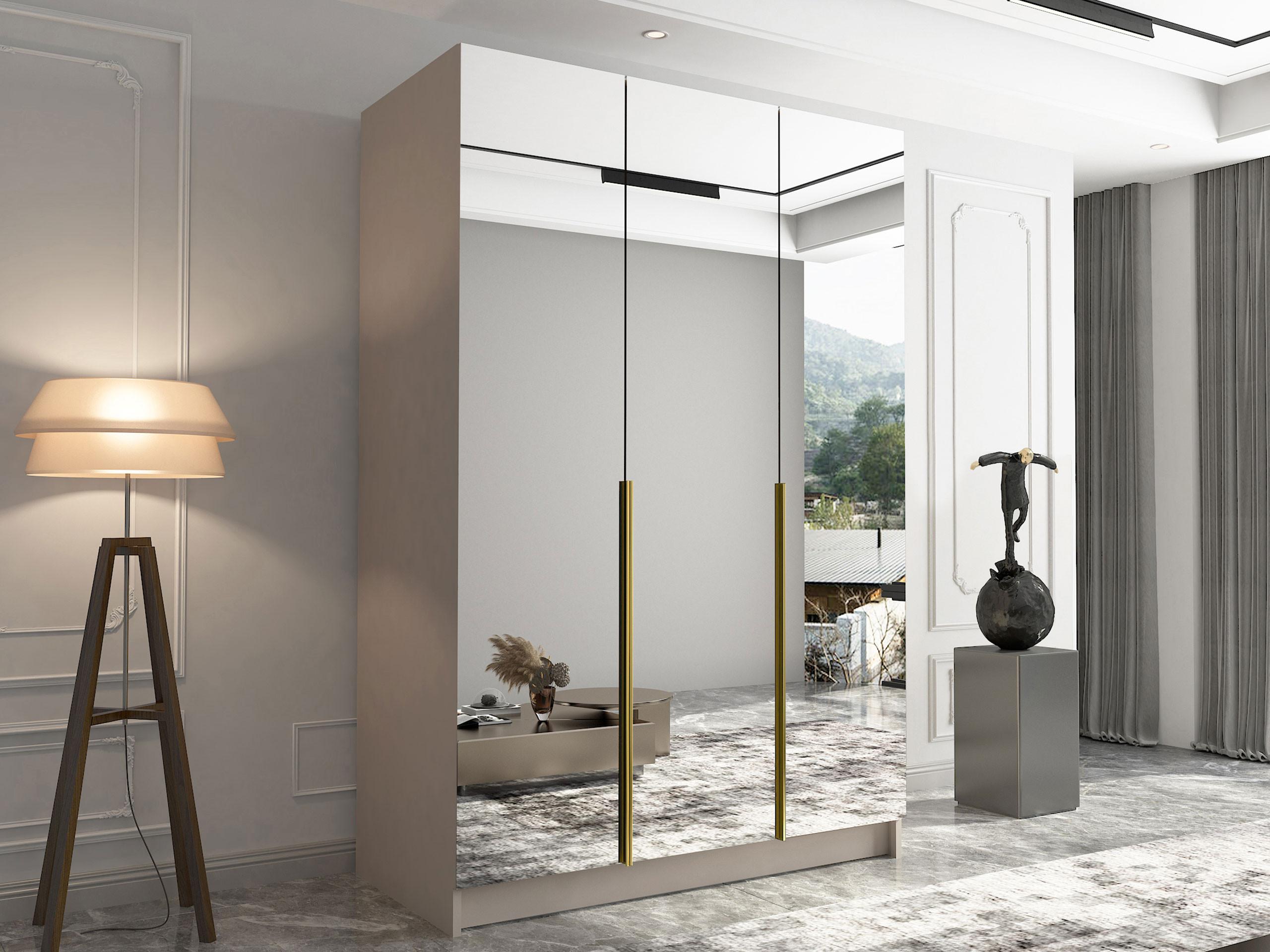 KLEIDERSCHRANK Calia III Holzwerkstoff MIRJAN24 Möbel > Schränke > Kleiderschränke > Drehtürenschränke Beige