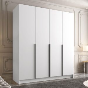 wohnli-moebel-suche-800000701254-1 KLEIDERSCHRANK Santi I Holzwerkstoff MIRJAN24 Möbel > Schränke > Kleiderschränke > Drehtürenschränke Weiß