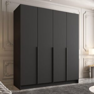 wohnli-moebel-suche-800000701282-1 KLEIDERSCHRANK Santi I Holzwerkstoff MIRJAN24 Möbel > Schränke > Kleiderschränke > Drehtürenschränke Schwarz
