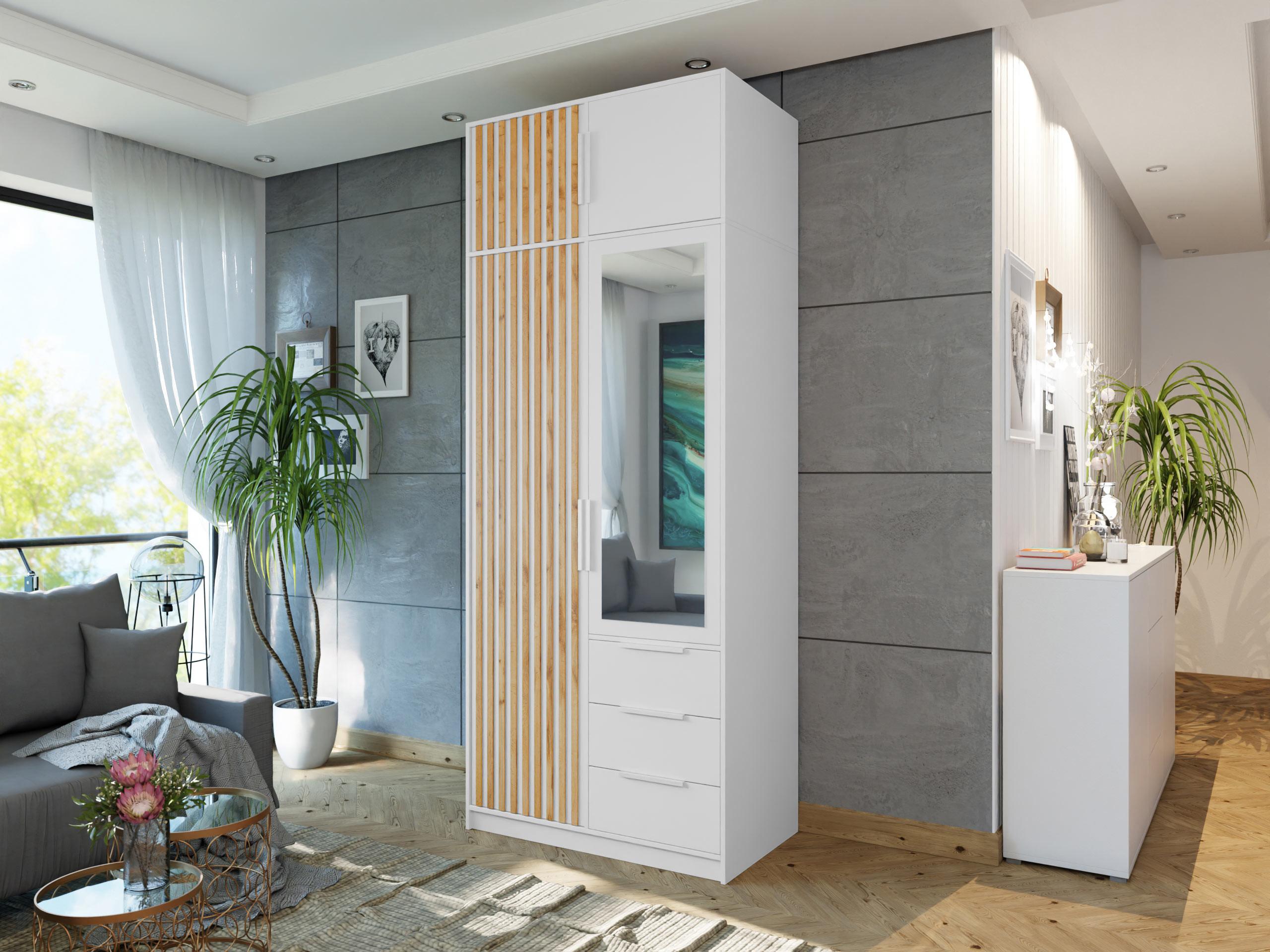 KLEIDERSCHRANK Bali Lux D2 mit Schrankaufsatz Holzwerkstoff MIRJAN24 Möbel > Schränke > Kleiderschränke Weiß