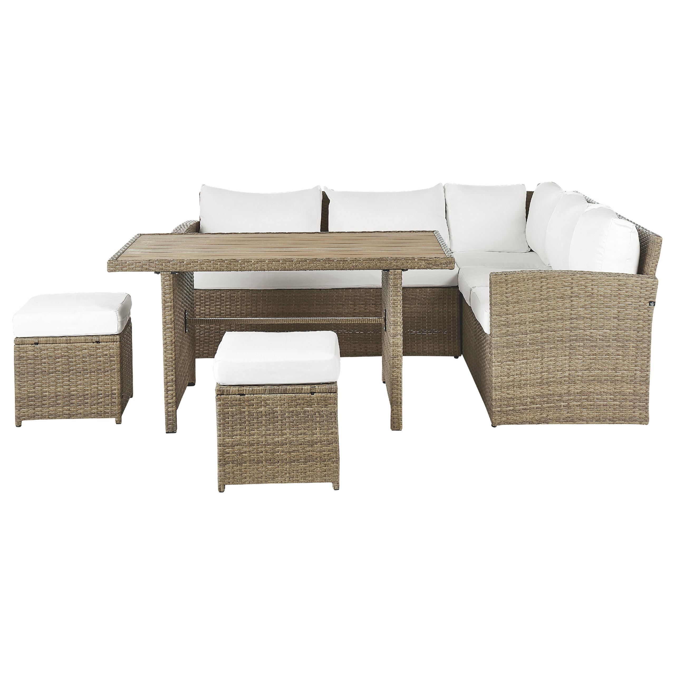 Wohnli Möbelsuche - LOUNGE SET 5-Sitzer Rattan Auflagen weiß Bardi