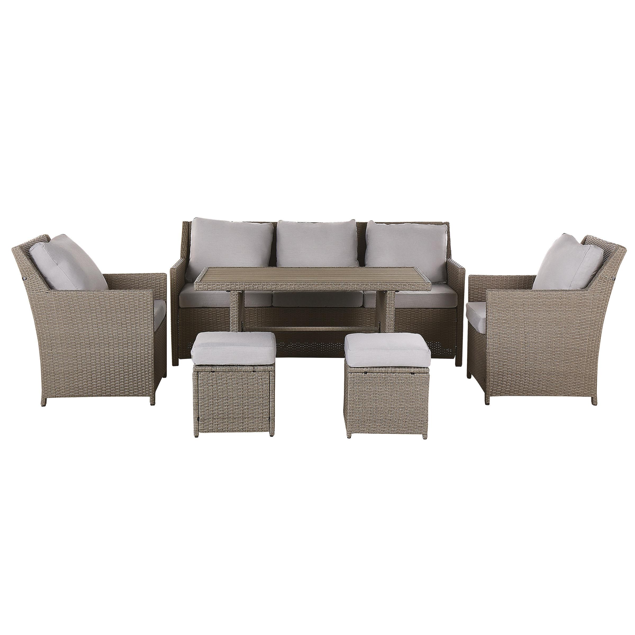 Wohnli Möbelsuche - LOUNGE SET 5-Sitzer Rattan Auflagen grau Fonti