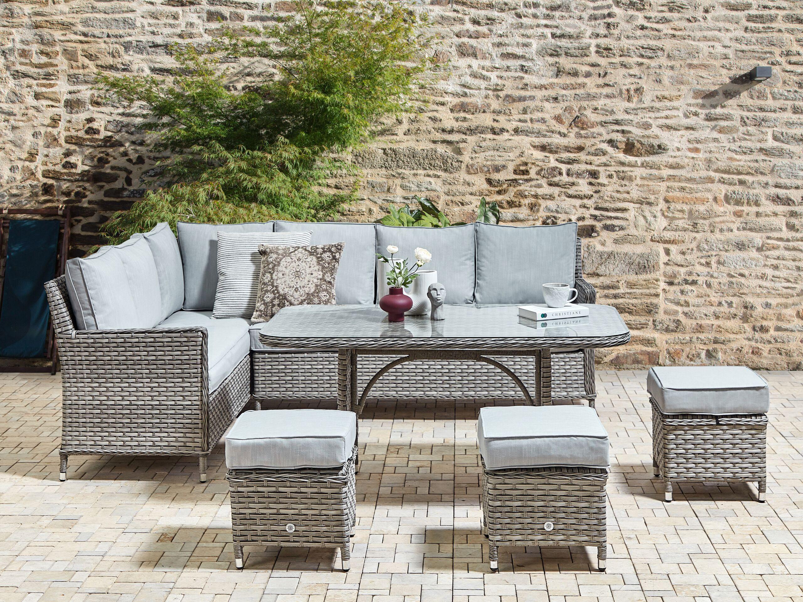 LOUNGE SET 9-Sitzer PE Rattan hellgrau Lacona Kunststoff Beliani Garten & Outdoor > Gartenmöbel > Gartenmöbel-Sets Taupe