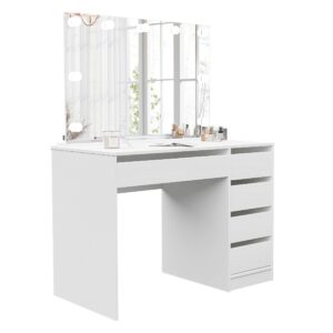 Wohnli Möbelsuche - SCHMINKTISCH Bella Weiß 110 cm mit Spiegel und LED Beleuchtung