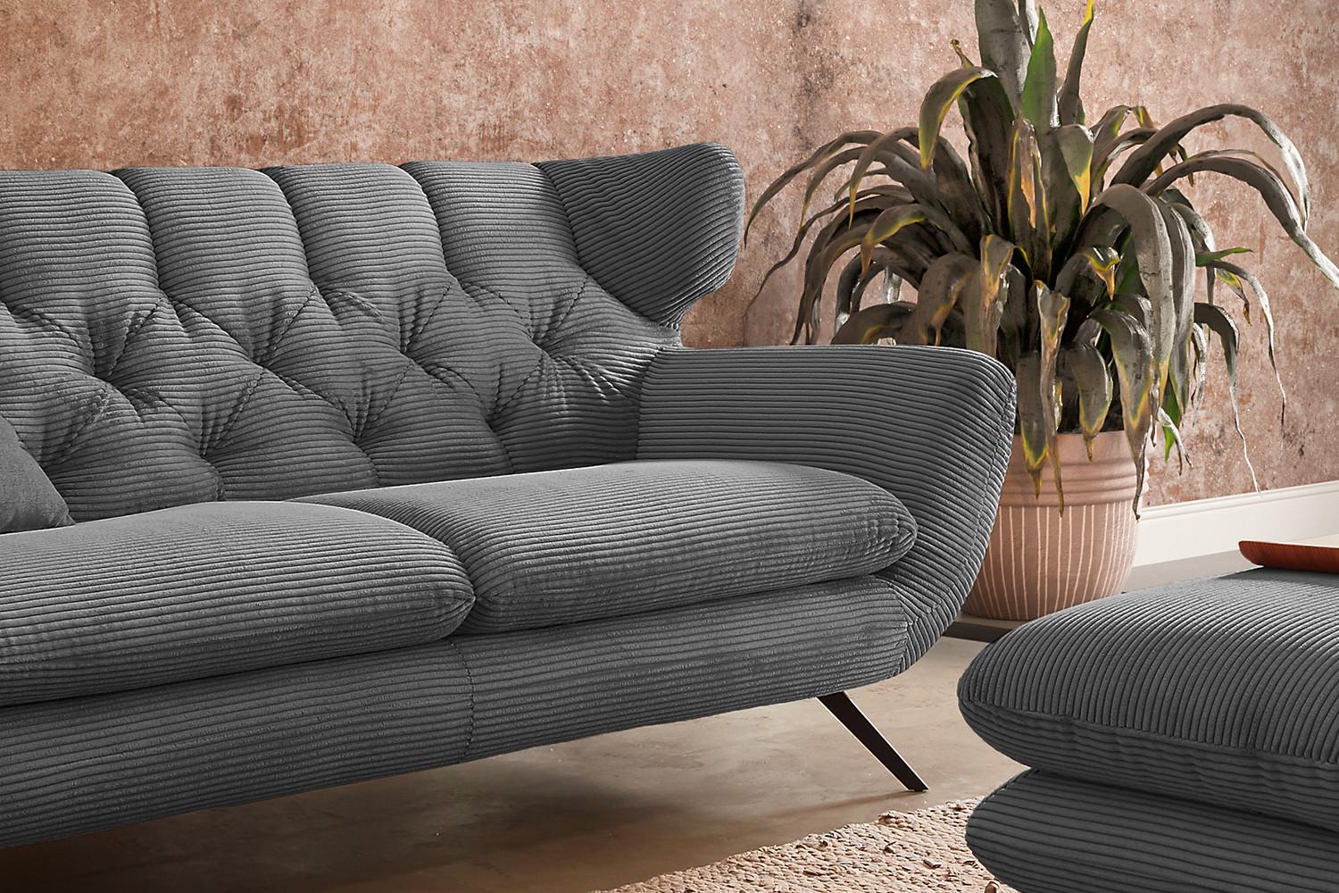 wohnli-moebel-suche-800000702478-1 SOFA CHARME Grau Cord Textil KAWOLA Möbel > Sofas & Couches > Sofas Grau