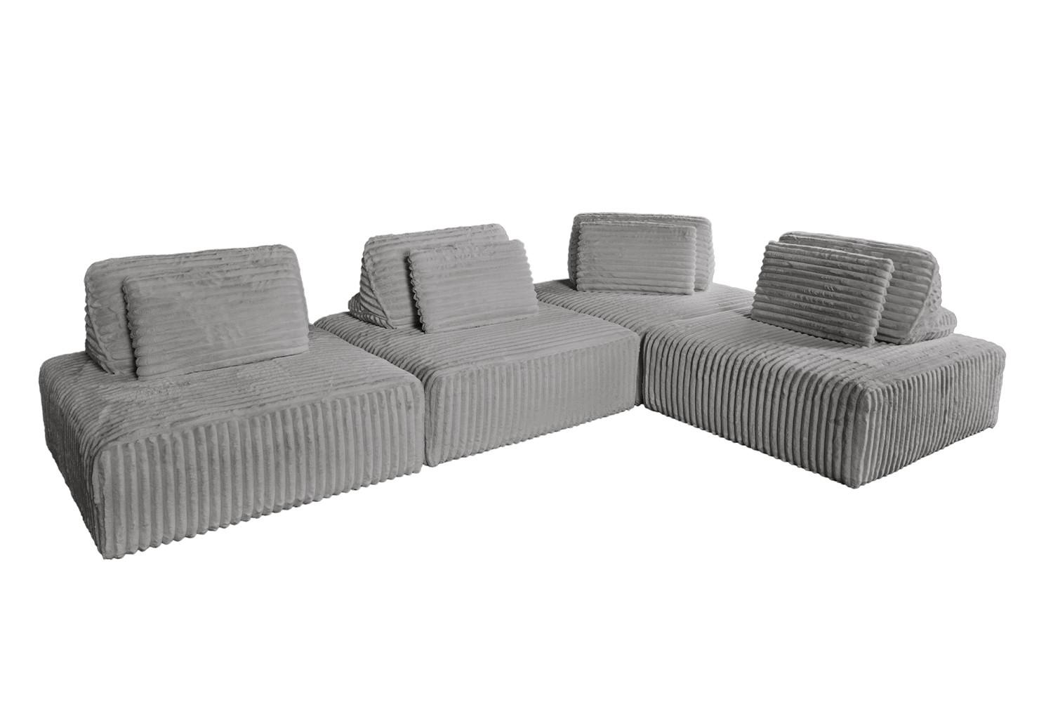 wohnli-moebel-suche-800000702495 Wohnli Möbelsuche - MODULSOFA WIOLO SOFT 4 MODULE 4 KISSEN Grau Cord