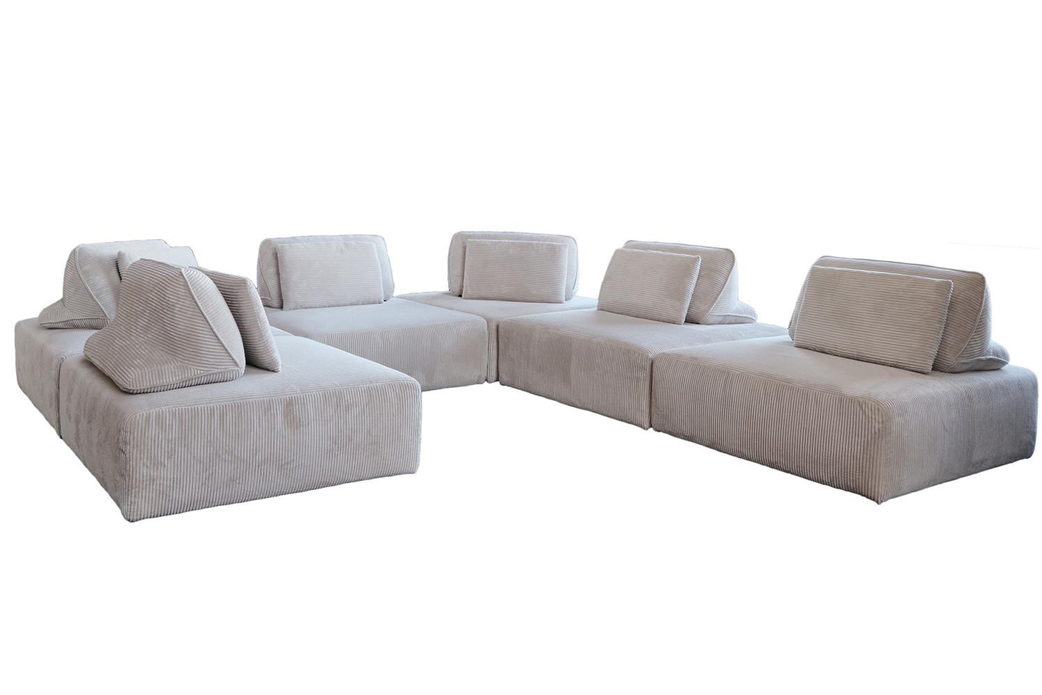wohnli-moebel-suche-800000702504 Wohnli Möbelsuche - MODULSOFA WIOLO SOFT 6 MODULE 6 KISSEN Hellgrau Cord