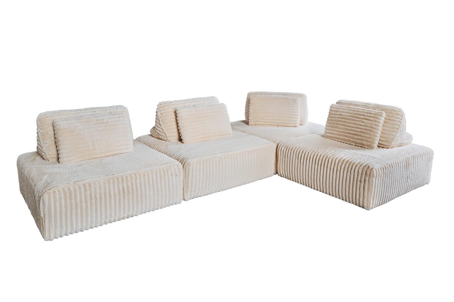 wohnli-moebel-suche-800000702506 Wohnli Möbelsuche - MODULSOFA WIOLO SOFT 4 MODULE 4 KISSEN Cremeweiß Cord