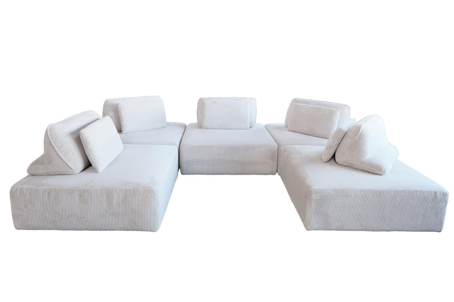 wohnli-moebel-suche-800000702514 Wohnli Möbelsuche - MODULSOFA WIOLO SOFT 5 MODULE 5 KISSEN Hellgrau Cord