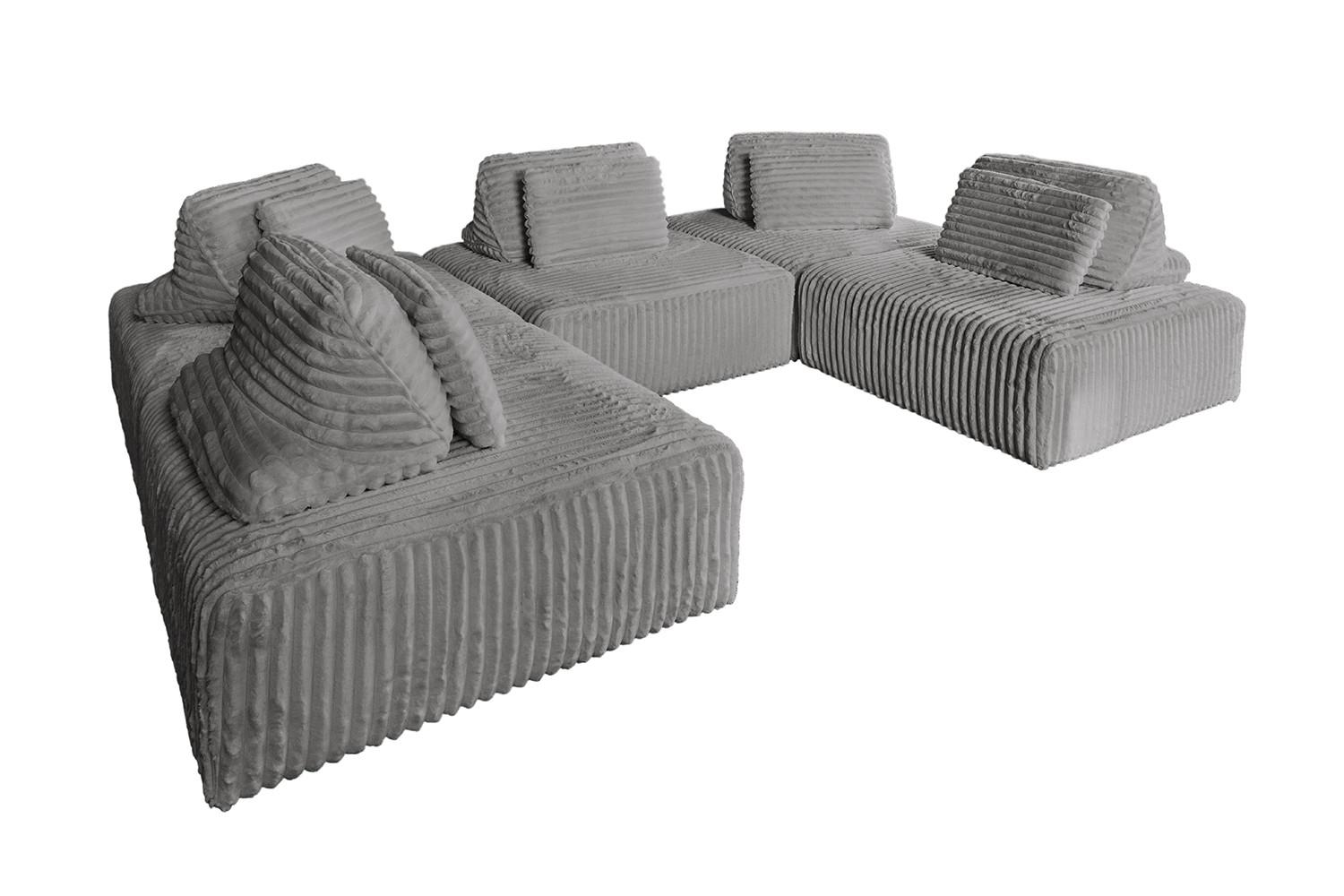 wohnli-moebel-suche-800000702529 Wohnli Möbelsuche - MODULSOFA WIOLO SOFT 5 MODULE 5 KISSEN Grau Cord