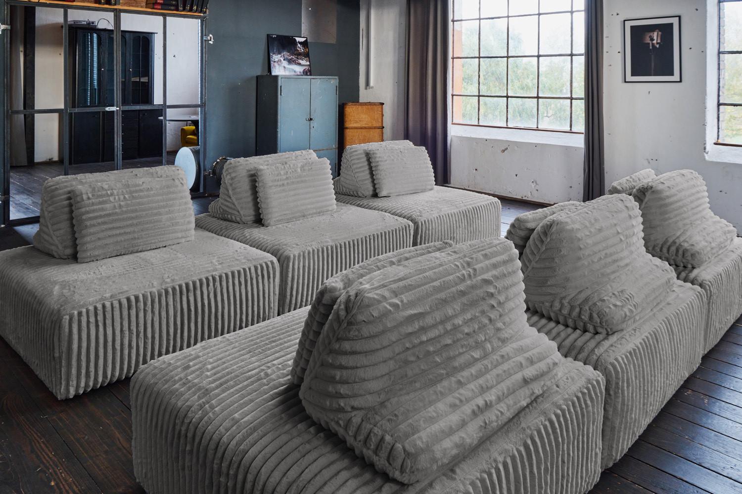 wohnli-moebel-suche-800000702541-1 MODULSOFA WIOLO SOFT 6 MODULE 6 KISSEN Grau Cord Textil KAWOLA Möbel > Sofas & Couches > Sofas Grau