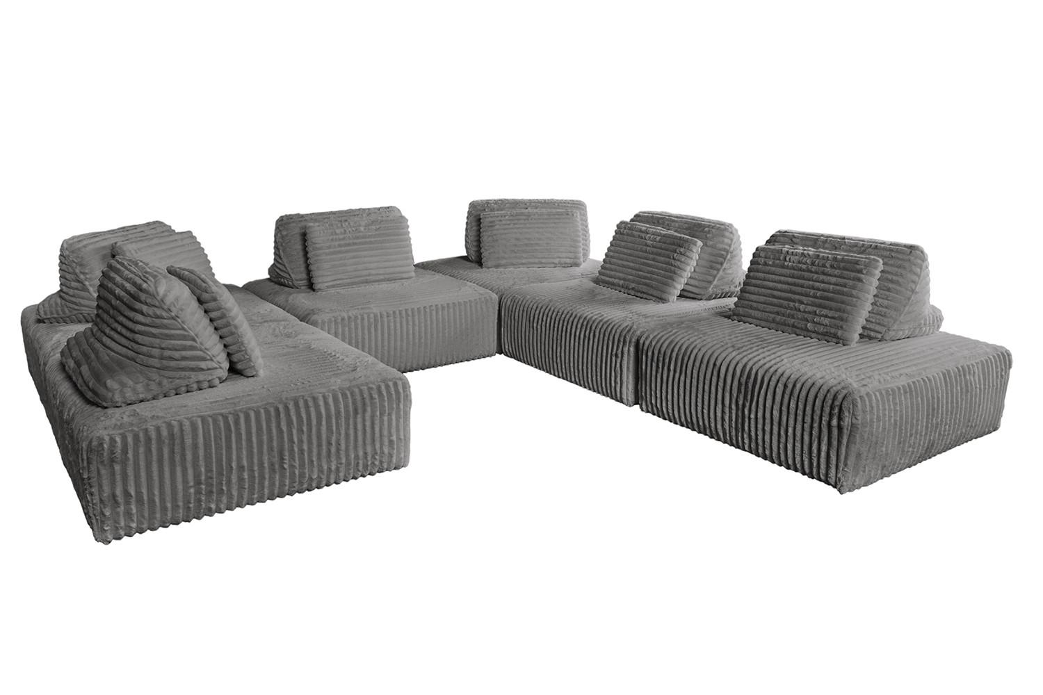 wohnli-moebel-suche-800000702541 Wohnli Möbelsuche - MODULSOFA WIOLO SOFT 6 MODULE 6 KISSEN Grau Cord
