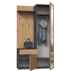 wohnli-moebel-suche-800000702715-1 GARDEROBE Fiora 100/180/35 anthrazit+eiche artisan Holzwerkstoff Beautysofa Garderoben Anthrazit