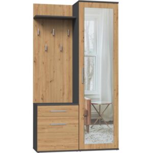 Wohnli Möbelsuche - GARDEROBE Fiora 100/180/35 anthrazit+eiche artisan