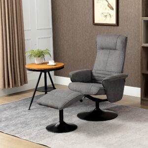 wohnli-moebel-suche-800000705961-1 RELAXSESSEL mit Fußhocker verstellbare Rückenlehne für Schlafzimmer Dunkelgrau Textil HOMCOM Möbel > Sessel > Relaxsessel Grau