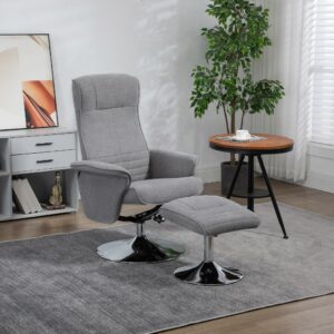 wohnli-moebel-suche-800000705967-1 RELAXSESSEL mit Fußhocker 360°drehbarer Fernsehsessel bis 150 kg Samt Grau Textil HOMCOM Möbel > Sessel > Relaxsessel Grau