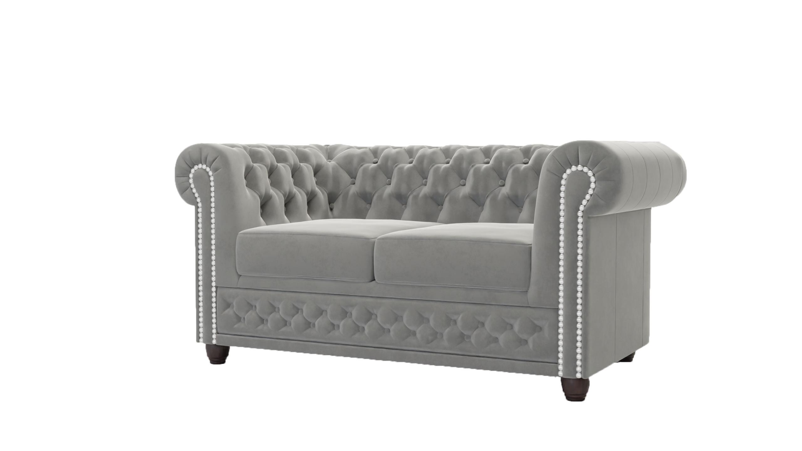 Wohnli Möbelsuche - CHESTERFIELD-SOFA 2-sitzer mit Schlaffunktion Nyx Grau Samt