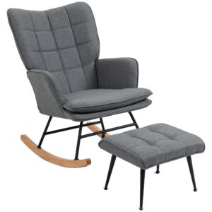 wohnli-moebel-suche-800000706377 Wohnli Möbelsuche - SCHAUKELSTUHL Schwingsessel mit Hocker Armlehnsessel Relaxsessel mit Leinenoptik