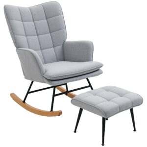 wohnli-moebel-suche-800000706382 Wohnli Möbelsuche - SCHAUKELSTUHL Schwingsessel mit Hocker Armlehnsessel Relaxsessel mit Leinenoptik