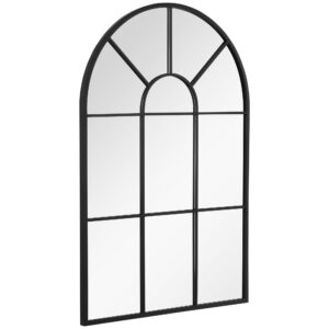91 x 60 cm Wandspiegel Bogenfenster-Spiegel Wohnzimmerspiegel Schwarz Metall Glas HOMCOM Spiegel > Wandspiegel Schwarz