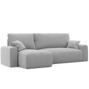 ECKSOFA JOBO mit Schlaffunktion und Bettkasten Hellgrau Textil Idohome Möbel > Sofas & Couches > Wohnlandschaften > Ecksofas Grau
