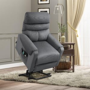 wohnli-moebel-suche-800000710301-1 FERNSEHSESSEL Sessel mit Aufstehhilfe mit Massagefunktion Heizung Dunkelgrau Textil HOMCOM Möbel > Sessel > Polstersessel Grau