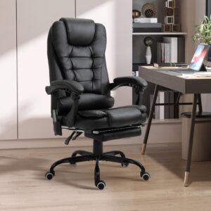 wohnli-moebel-suche-800000710313-1 CHEFSESSEL Chefsessel mit Fußstütze Rückenpolster einstellbar PVC Schwarz Kunststoff Vinsetto Möbel > Stühle > Bürostühle > Chefsessel Schwarz