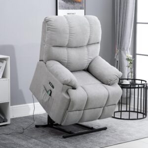 MASSAGESESSEL mit Aufstehhilfe Relaxsessel Fernsehsessel mit Wärmefunktion Grau Kunststoff HOMCOM Möbel > Sessel > Polstersessel Grau
