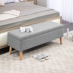 wohnli-moebel-suche-800000712836-1 TRUHENBANK scandinavia Polyester Holz Grau Kunststoff HOMCOM Möbel > Bänke > Sitzbänke Grau