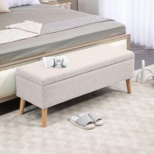 wohnli-moebel-suche-800000712837-1 TRUHENBANK scandinavia Polyester Holz Beige Kunststoff HOMCOM Möbel > Bänke > Sitzbänke Beige