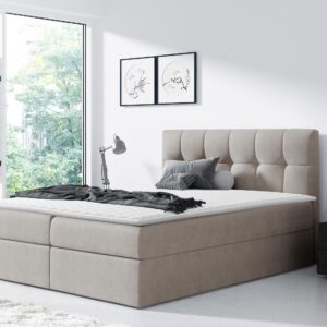wohnli-moebel-suche-800000713246-1 BOXBETT Rico - H3 Textil MIRJAN24 Möbel > Betten > Boxspringbetten Braun