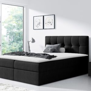 wohnli-moebel-suche-800000713271-1 BOXBETT Rico - H3 Textil MIRJAN24 Möbel > Betten > Boxspringbetten Schwarz