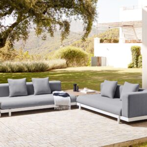 wohnli-moebel-suche-800000713348-1 LOUNGE SET 5-Sitzer Aluminium weiß Auflagen grau Missanello Textil Beliani Garten & Outdoor > Gartenmöbel > Gartenmöbel-Sets Grau