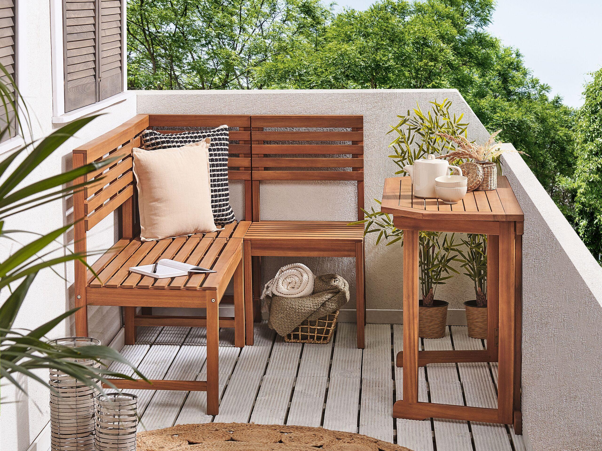 GARTENTISCH 110/47 cm Massivholz Heller Holzfarbton Treia Holz Beliani Möbel > Tische > Esstische Braun