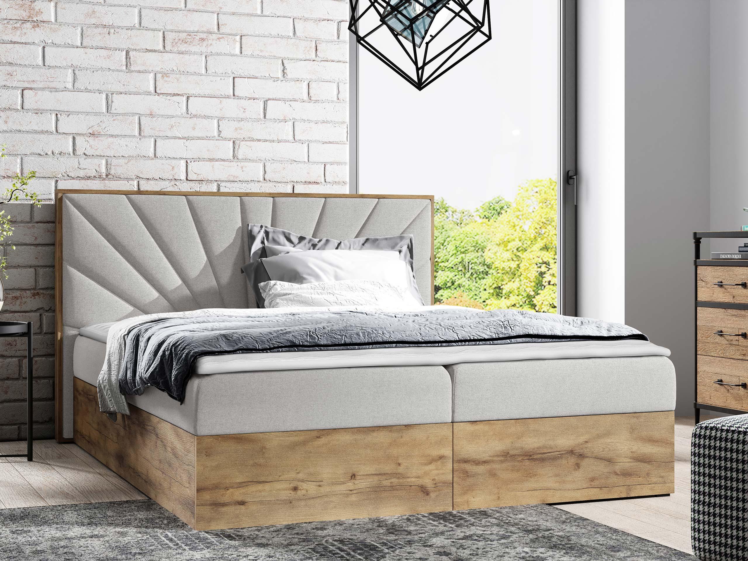 BOXBETT Wood 7 - H3 Textil MIRJAN24 Möbel > Betten > Boxspringbetten Grau
