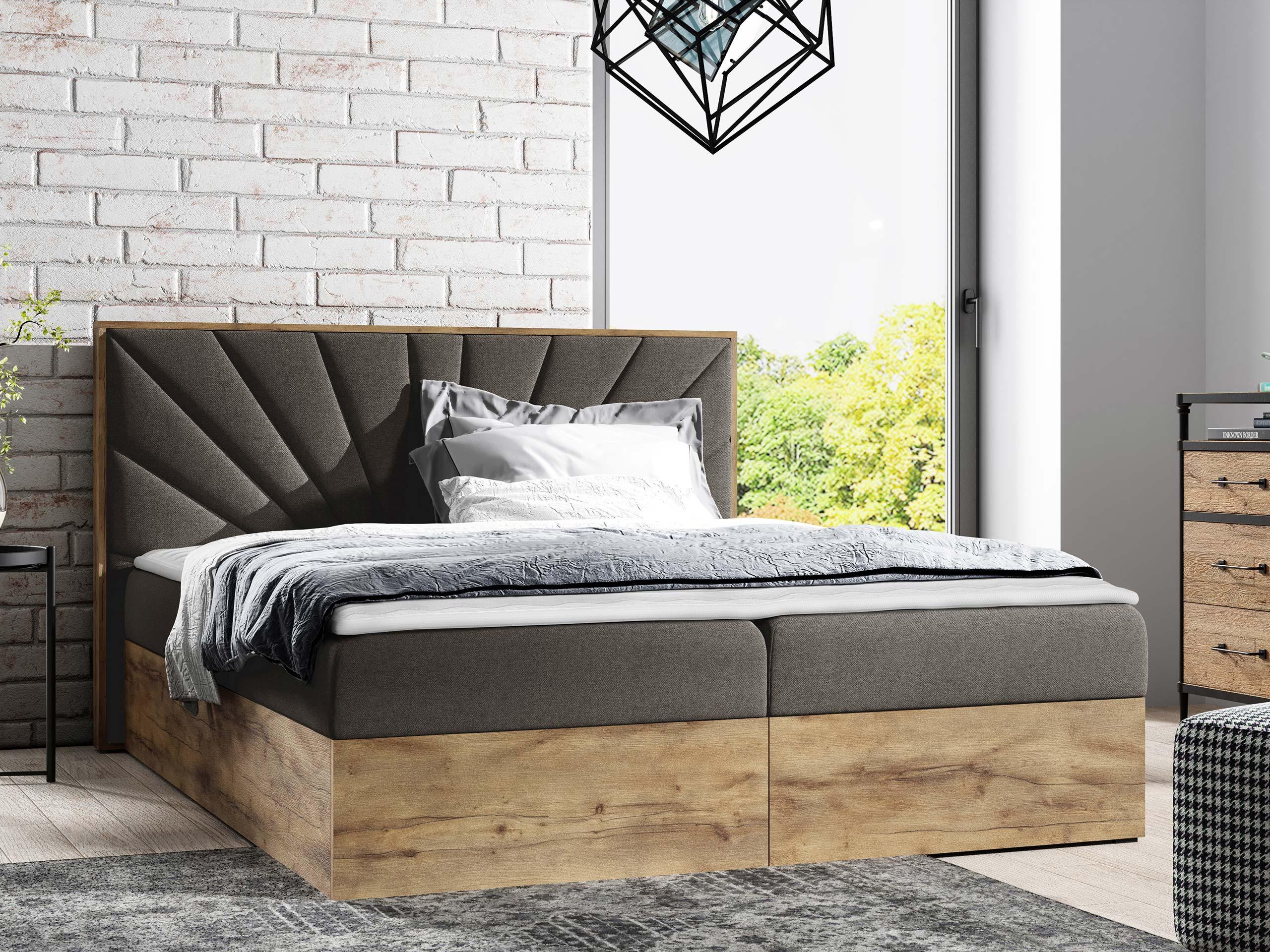 BOXBETT Wood 7 - H3 Textil MIRJAN24 Möbel > Betten > Boxspringbetten Braun