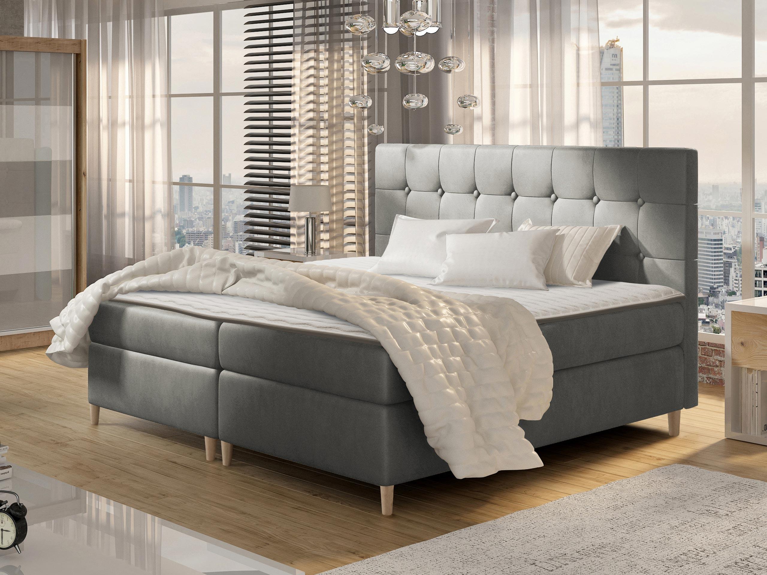 BOXBETT Avanti - H3 Textil MIRJAN24 Möbel > Betten > Boxspringbetten Grau